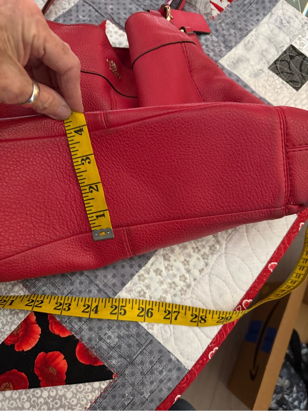 Coach Red Pebble Leather Shoulder Bag with Silver Hardware - Picture 10 of 10